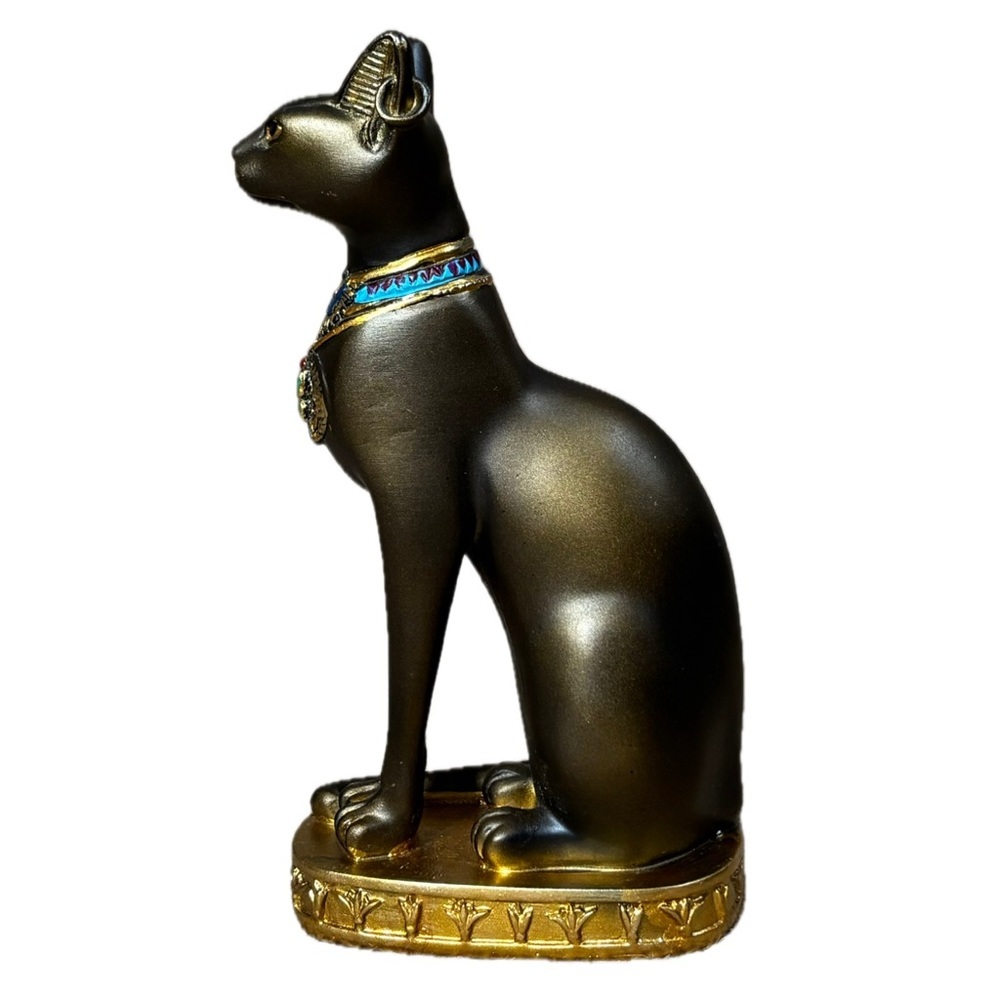 Bastet Egyptian Cat Goddess Resin Figurine Cultural Collectible Ornate Ecelctic - Picture 2 of 8